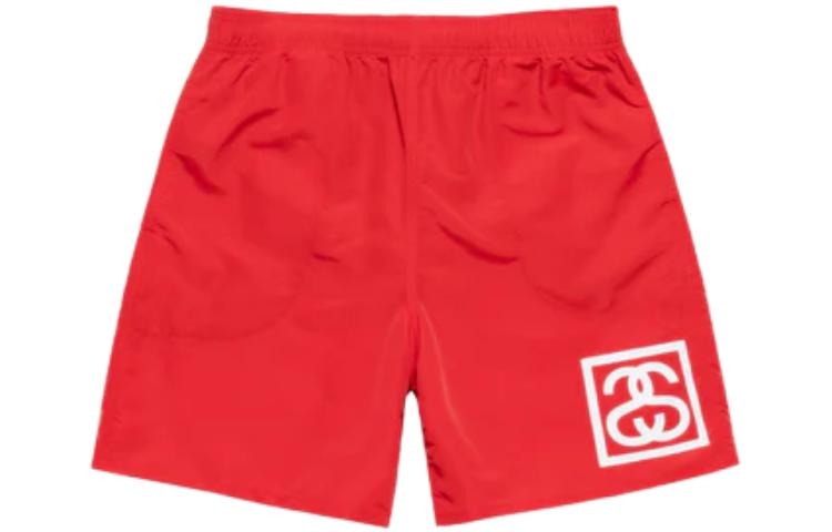 Stussy Logo Print Shorts Red