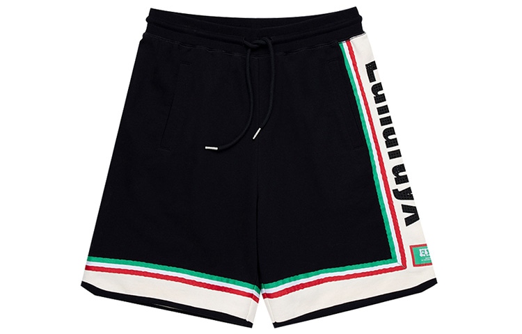 ED HARDY X Ed Hardy Irregular Letter Mid Waist Straight Loose Shorts Black