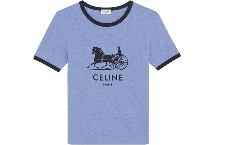 CELINE Logo Print T-Shirt Blue
