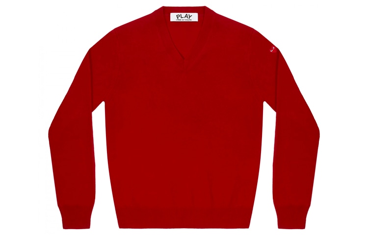CDG Play V-Neck Sweater Red
