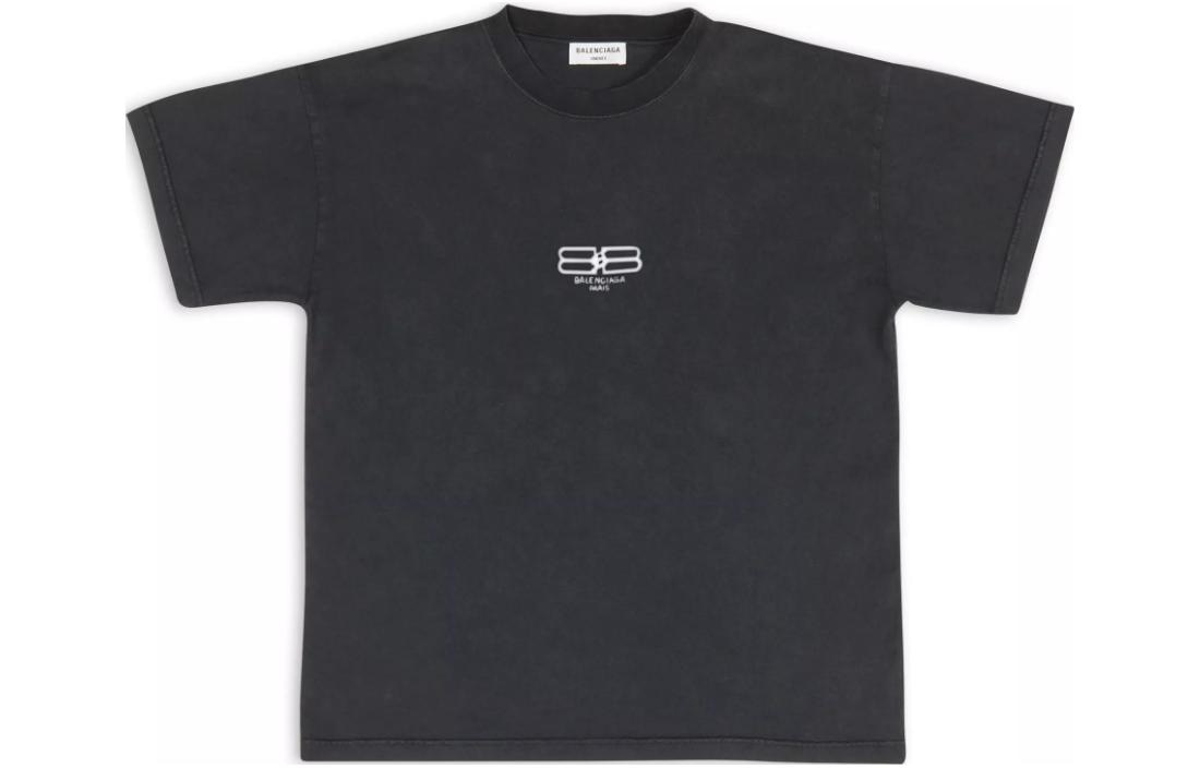 Balenciaga FW22 Embroidered Logo T-Shirt Black
