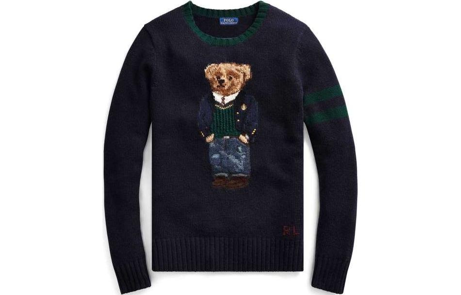 Polo Ralph Lauren Bear Letter Crewneck Sweater Navy
