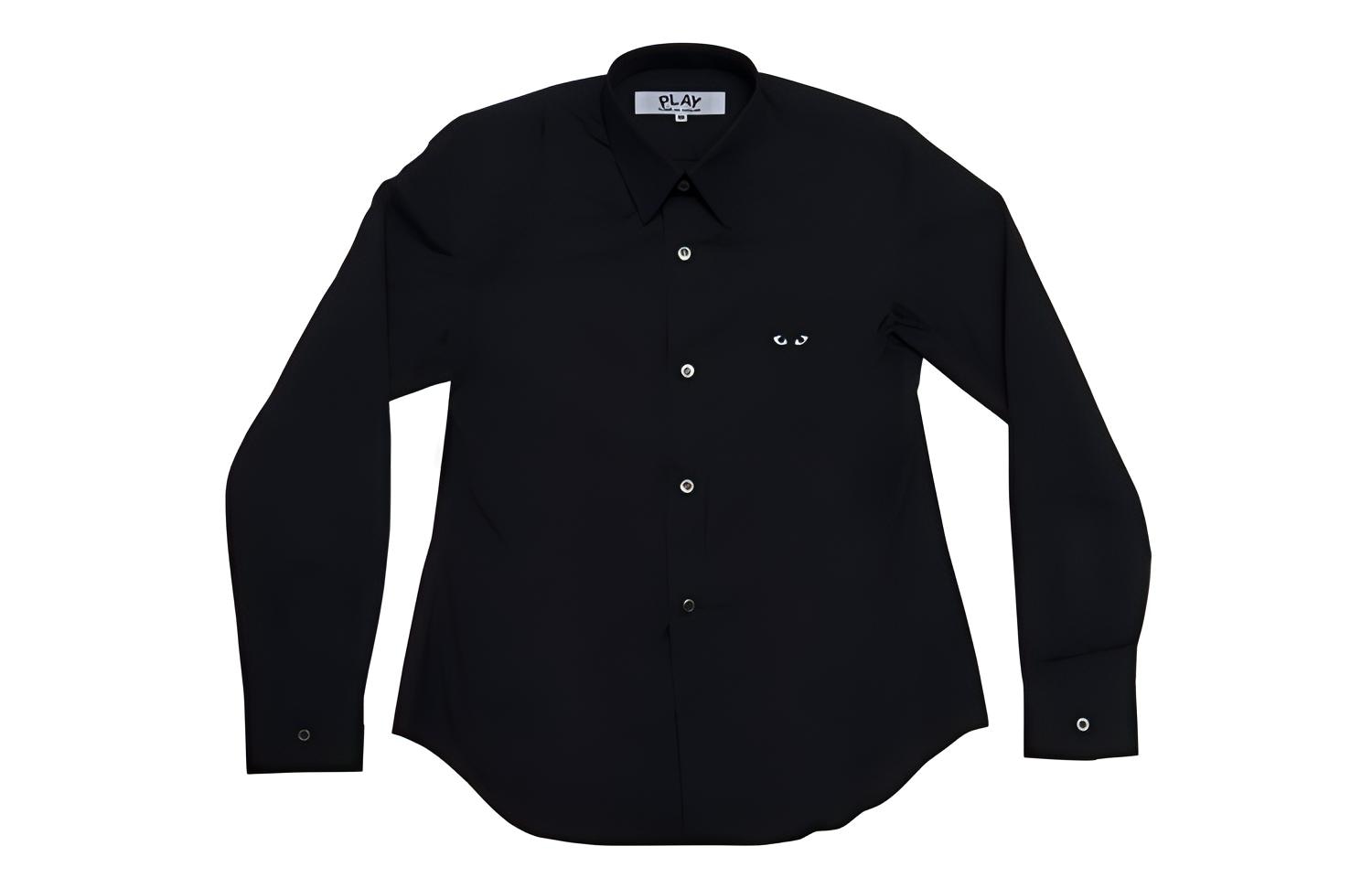 CDG Play Logo Long Sleeve Shirt Black