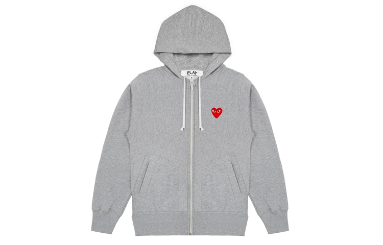 CDG Play Hoodie Grey