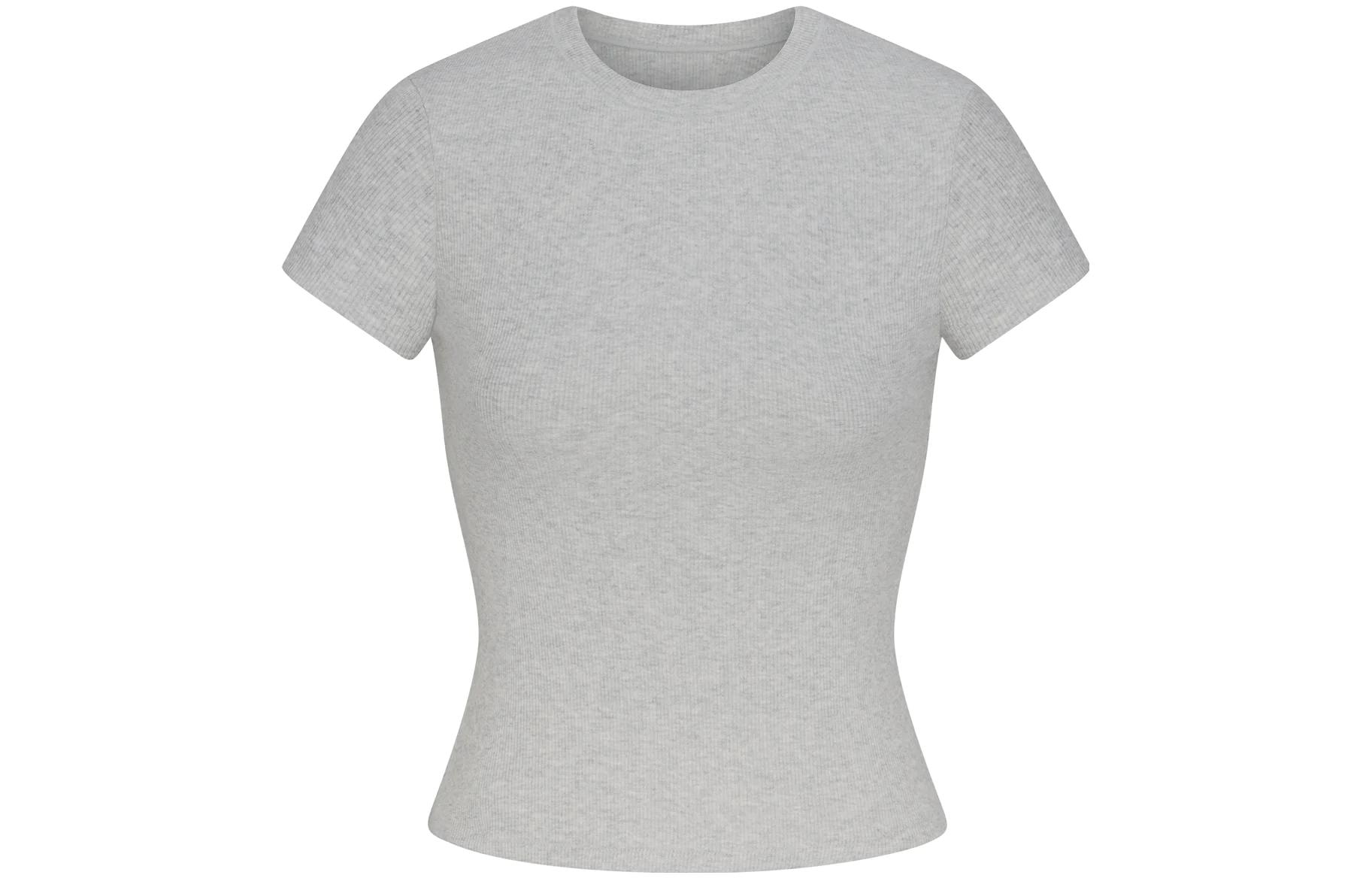 Футболка Skims Cotton Rib T-Shirt Light Heather Grey