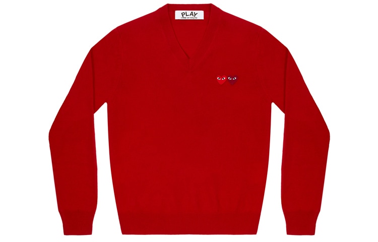 CDG Play V-Neck Pullover Red