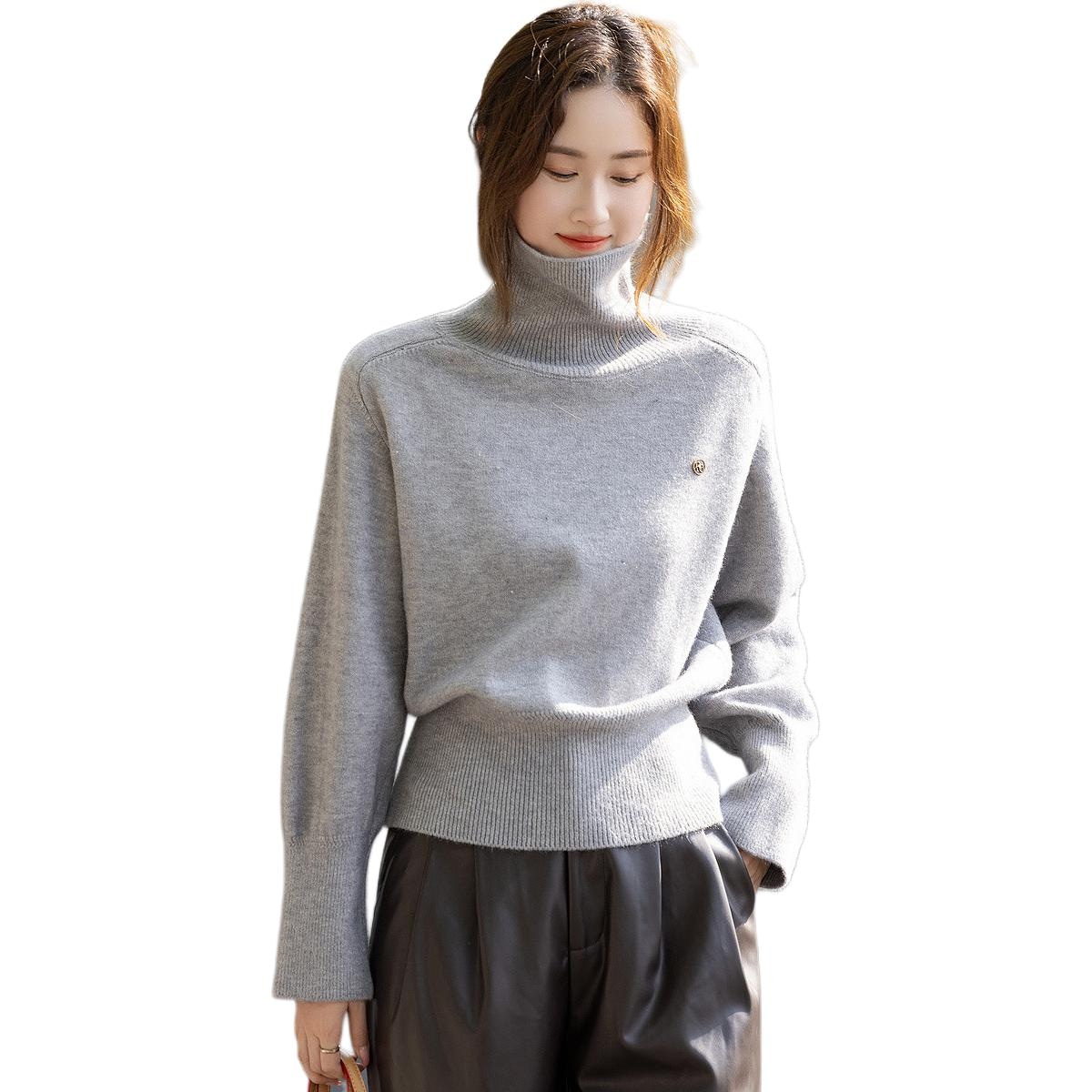 Dme 【dme】 纯色高领套头休闲长袖针织衫 女款 — фото 6