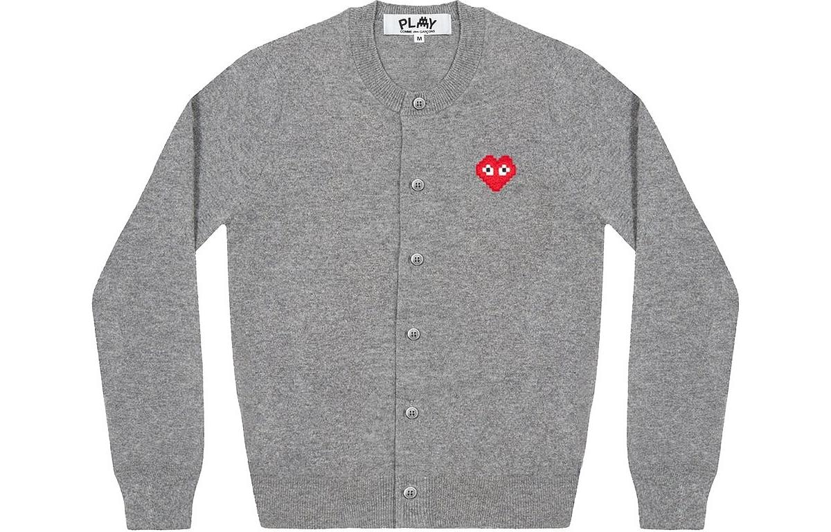CDG Play x Invader FW22 Grey Cardigan