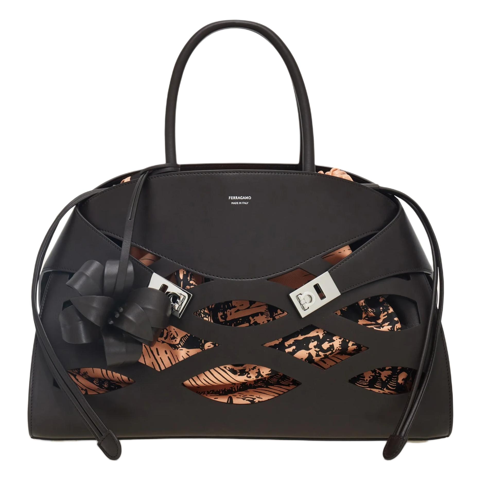 FERRAGAMO/菲拉格慕 Ferragamo Back to Earth Large Handbag Morocco Brown