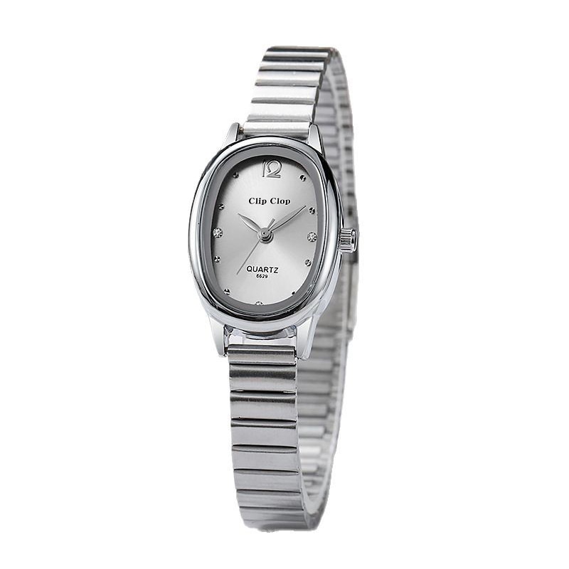 Clip Clop Oval Quartz Silver