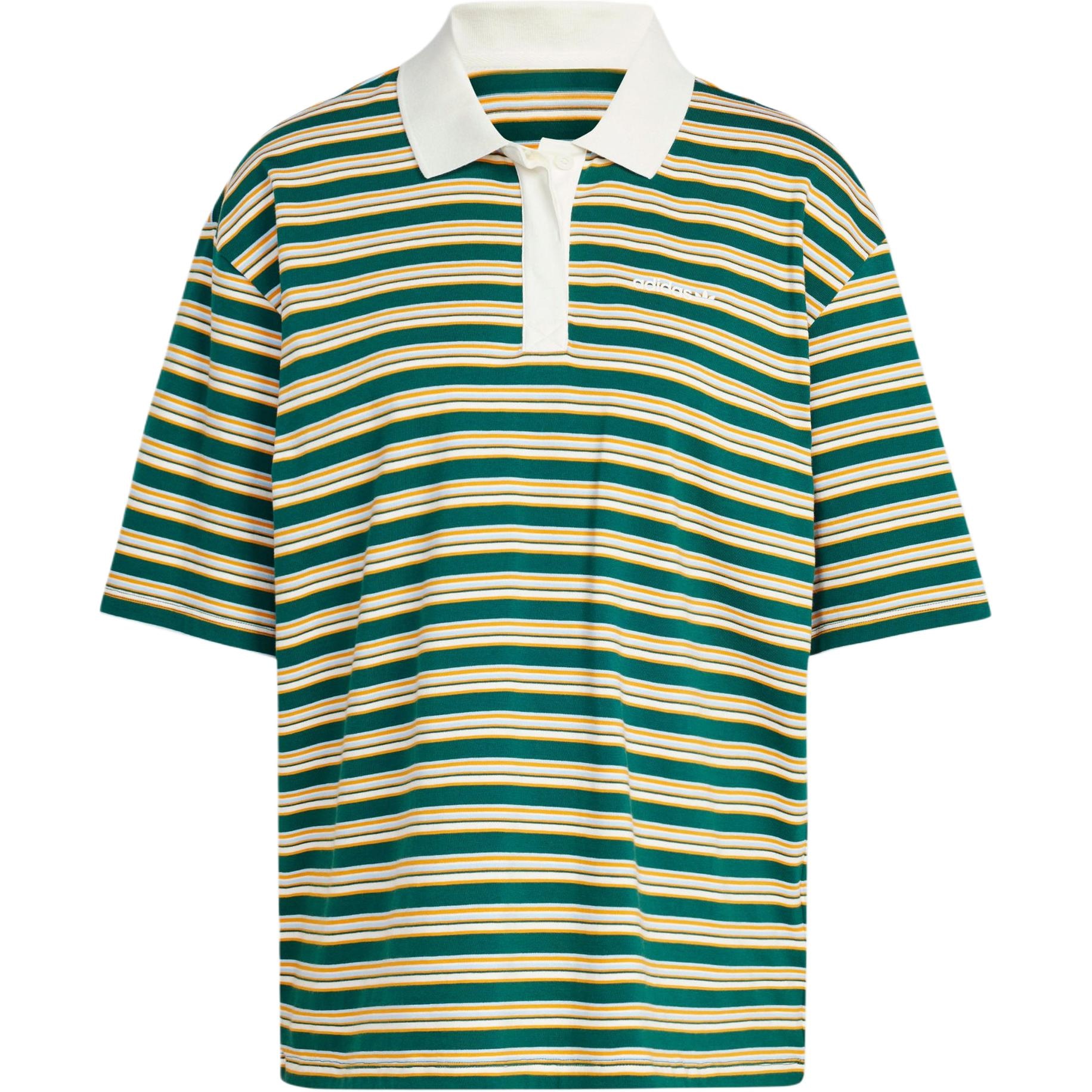 Adidas Originals 80s Oversized Stripe Polo Shirt Forest Green