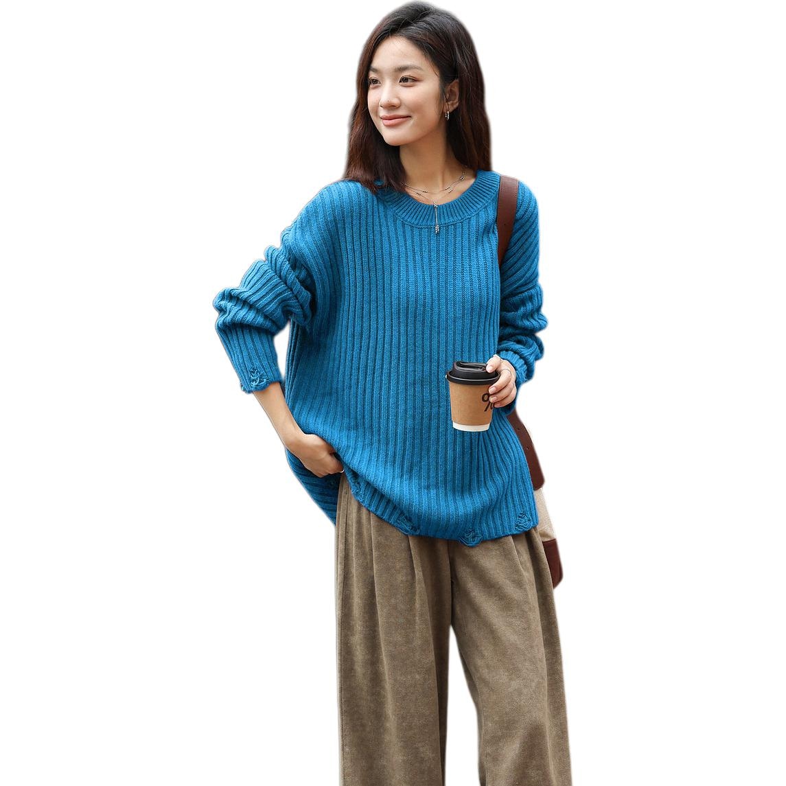 Dme 【dme】 复古时髦休闲宽松圆领百搭长袖针织衫 女款 — фото 4
