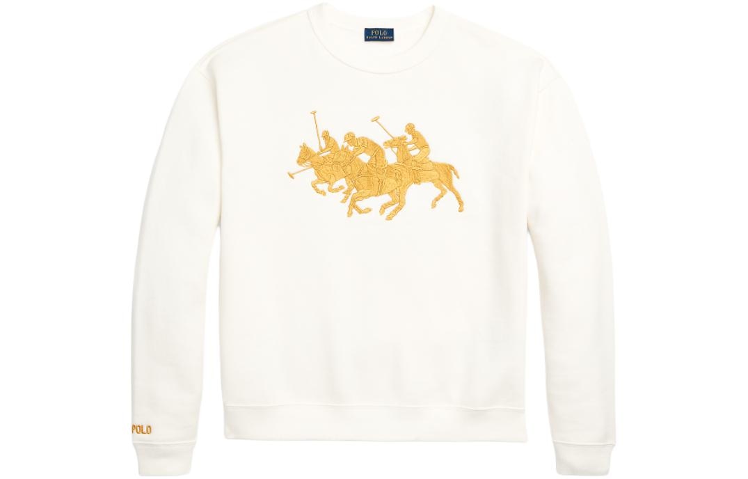 Polo Ralph Lauren SS24 Pony Logo Embroidered Oversized Sweatshirt Off-White