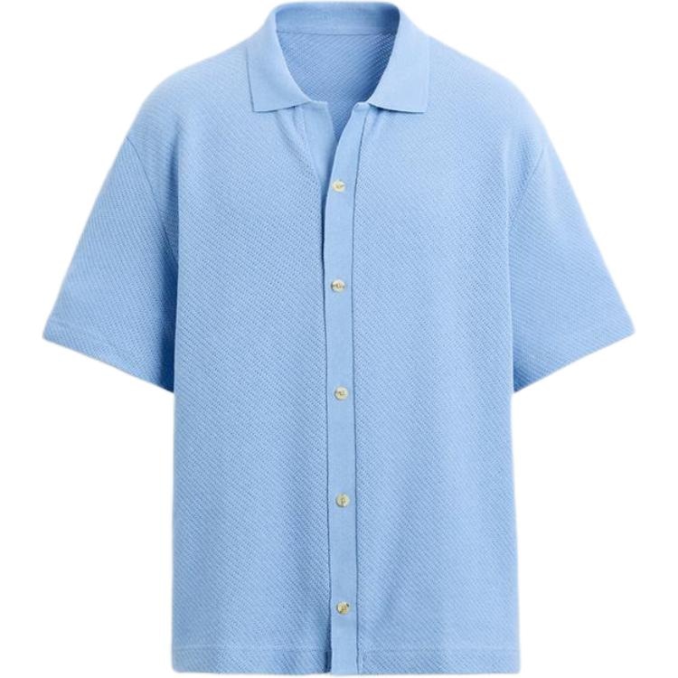ZARA Textured Collar Shirt Blue