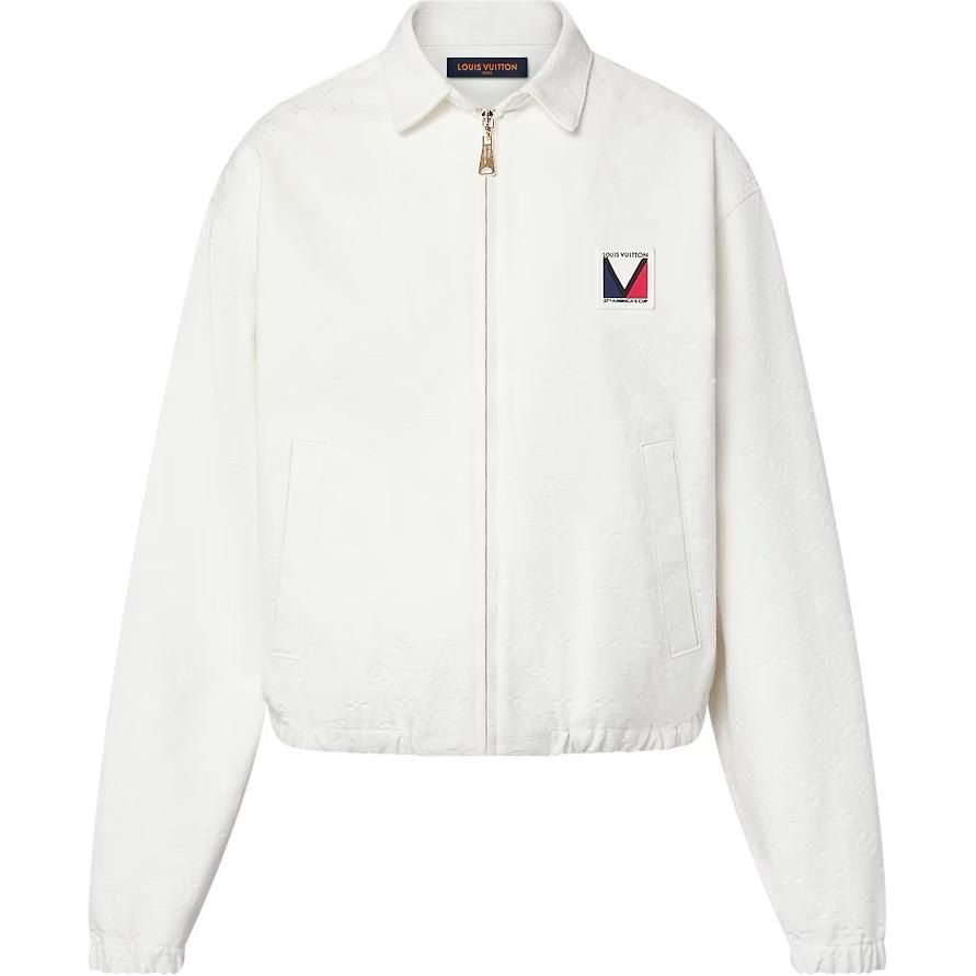 Louis Vuitton x America's Cup SS24 Logo Embossed Bomber Jacket White