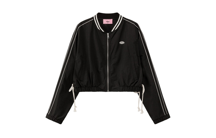 CHUU Letter Patch Baseball Jacket Black