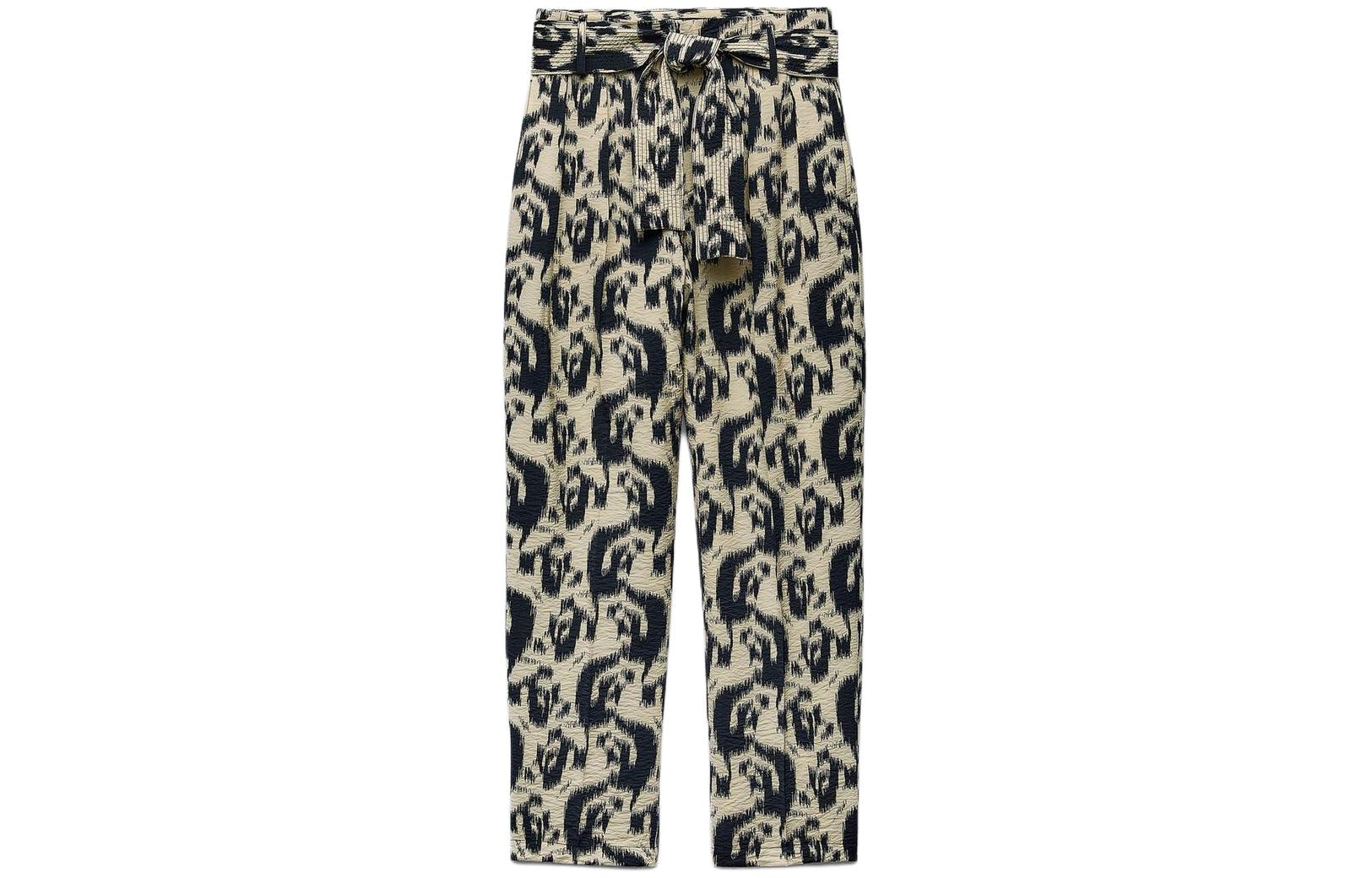 Zara Animal Print High Waist Straight Pants