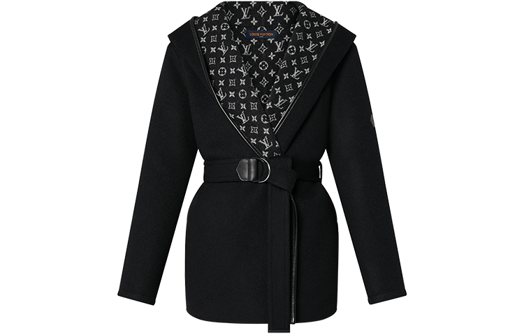 Louis Vuitton FW21 Wool Wrap Hooded Coat Black