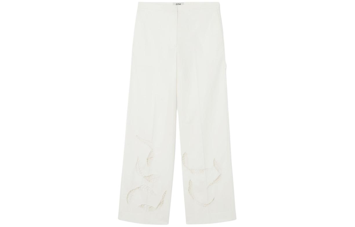 COS Wide Leg Embroidered Pants White