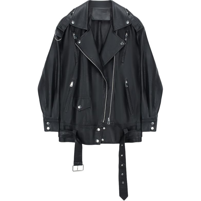 康博 COMBO COMBO Simple Zip Motorcycle Leather Jacket