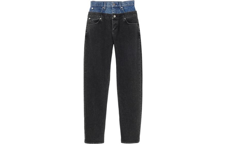 Sandro FW22 Patchwork Straight Jeans Gray