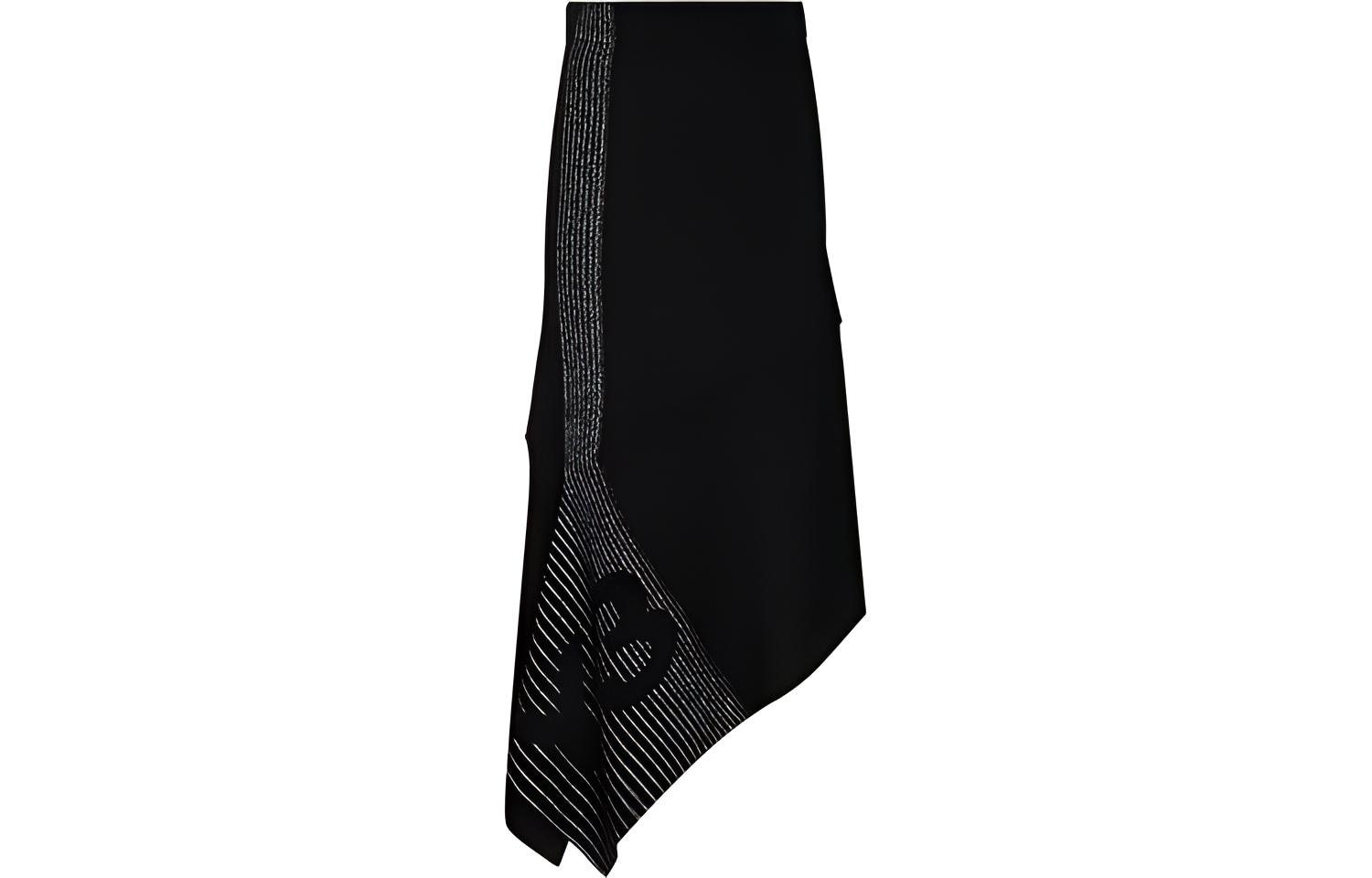 Y-3 Logo Irregular Reflective Skirt Black