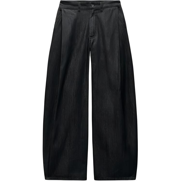 ZARA SS25 Pleated Loose Mid-Rise Jeans Gray