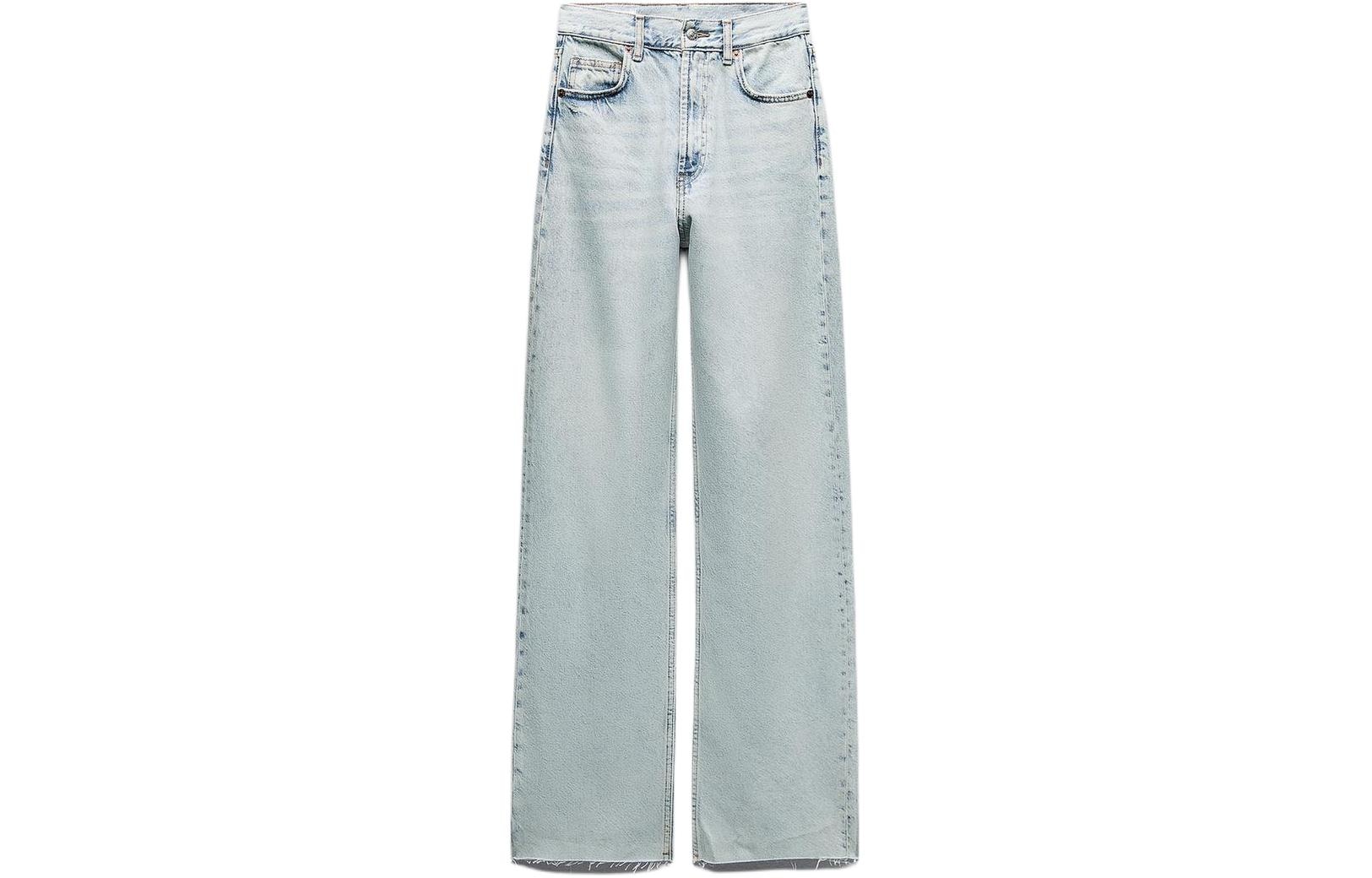 ZARA High Waist Wide Leg Jeans Light Blue