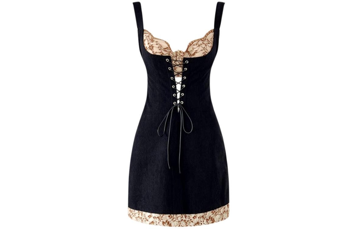 COSYISM Vintage Lace Slip Dress Black