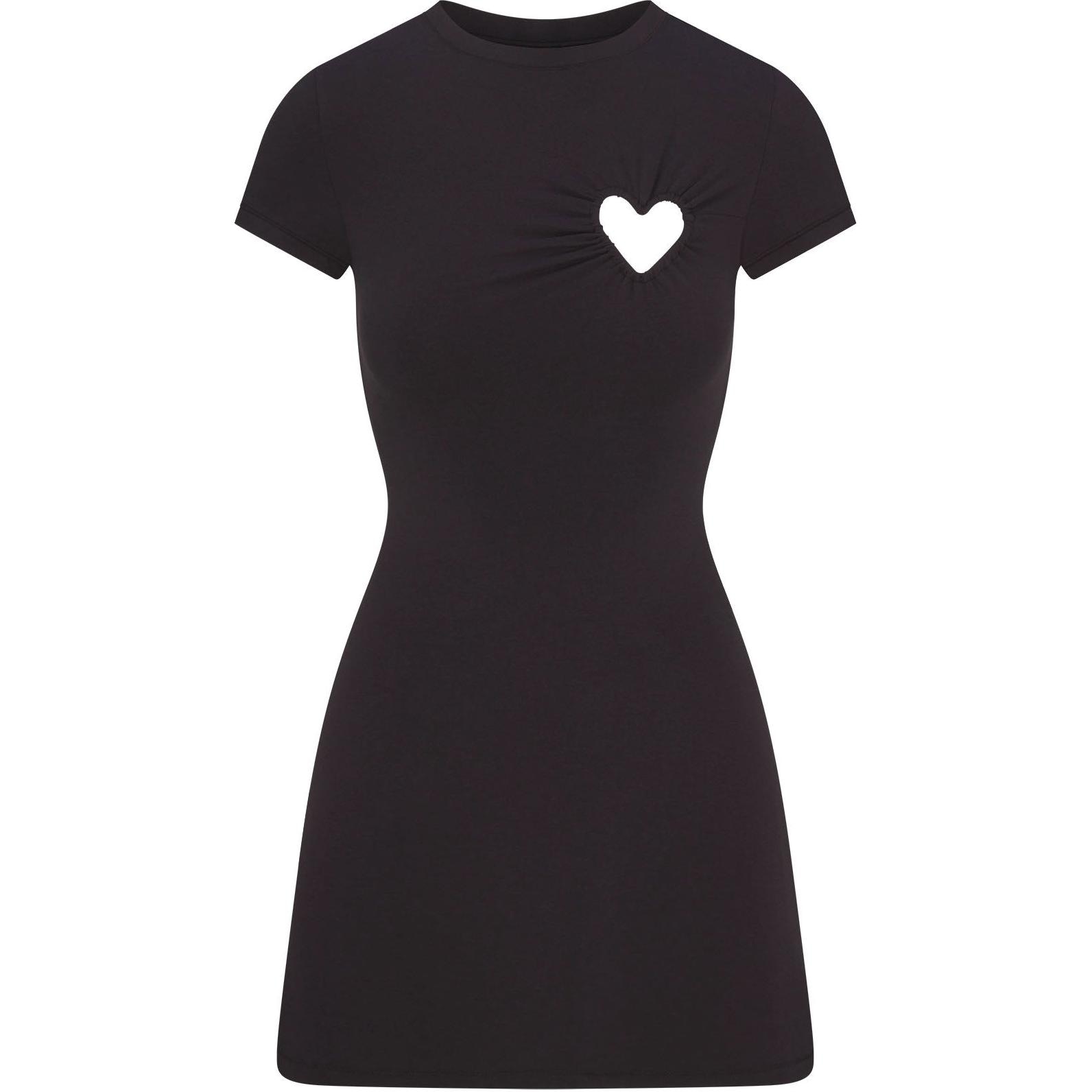 Skims SS25 Cotton Jersey Heart Mini Dress Soot