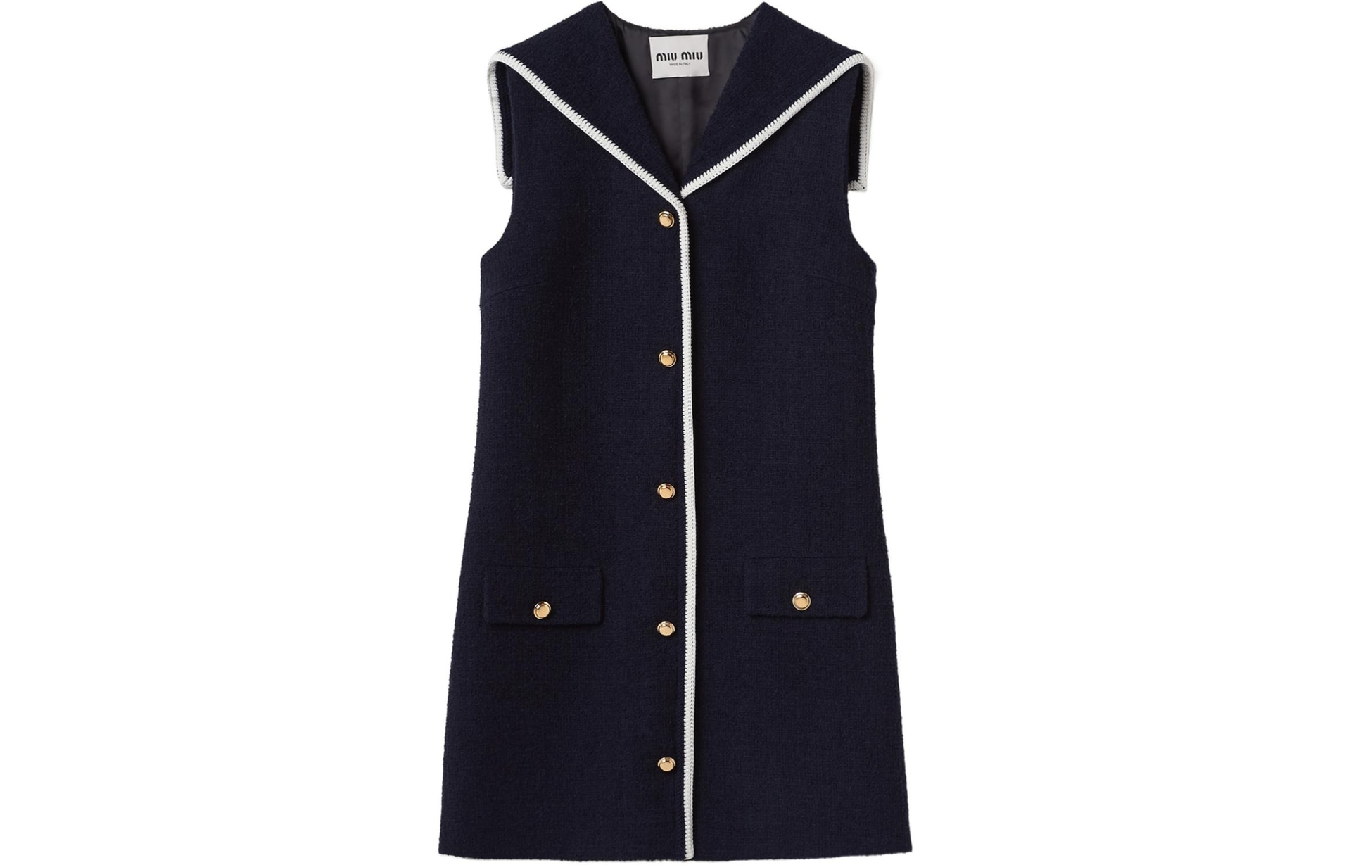 Miu Miu SS24 Colorblock Sleeveless Dress Navy