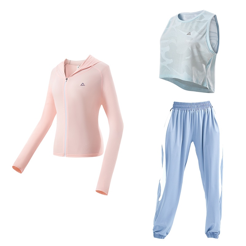 匹克 瑜伽服健身运动服背心外套运动裤三件套健身套装 女款