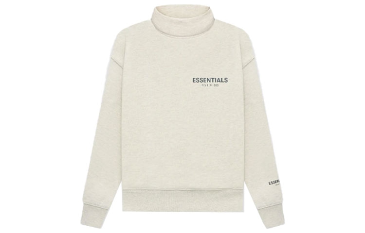 Fear of God Essentials FW21 Kids Pullover Mockneck Light Heather Oatmeal Logo