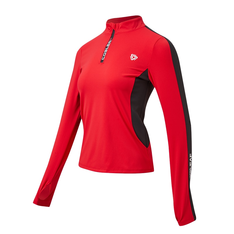Cosleaf Colorblock Zip-Up Long Sleeve Tee — фото 2