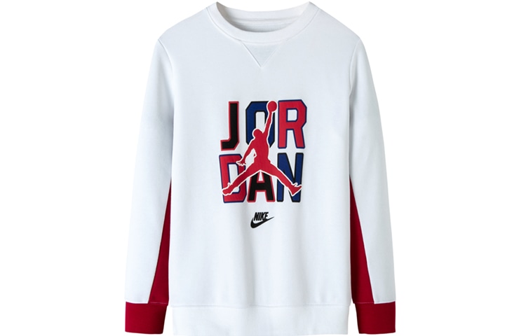 Jordan Colorblock Logo Pullover Hoodie White Kids