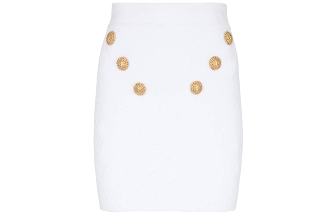 BALMAIN 6-Button Knit Skirt
