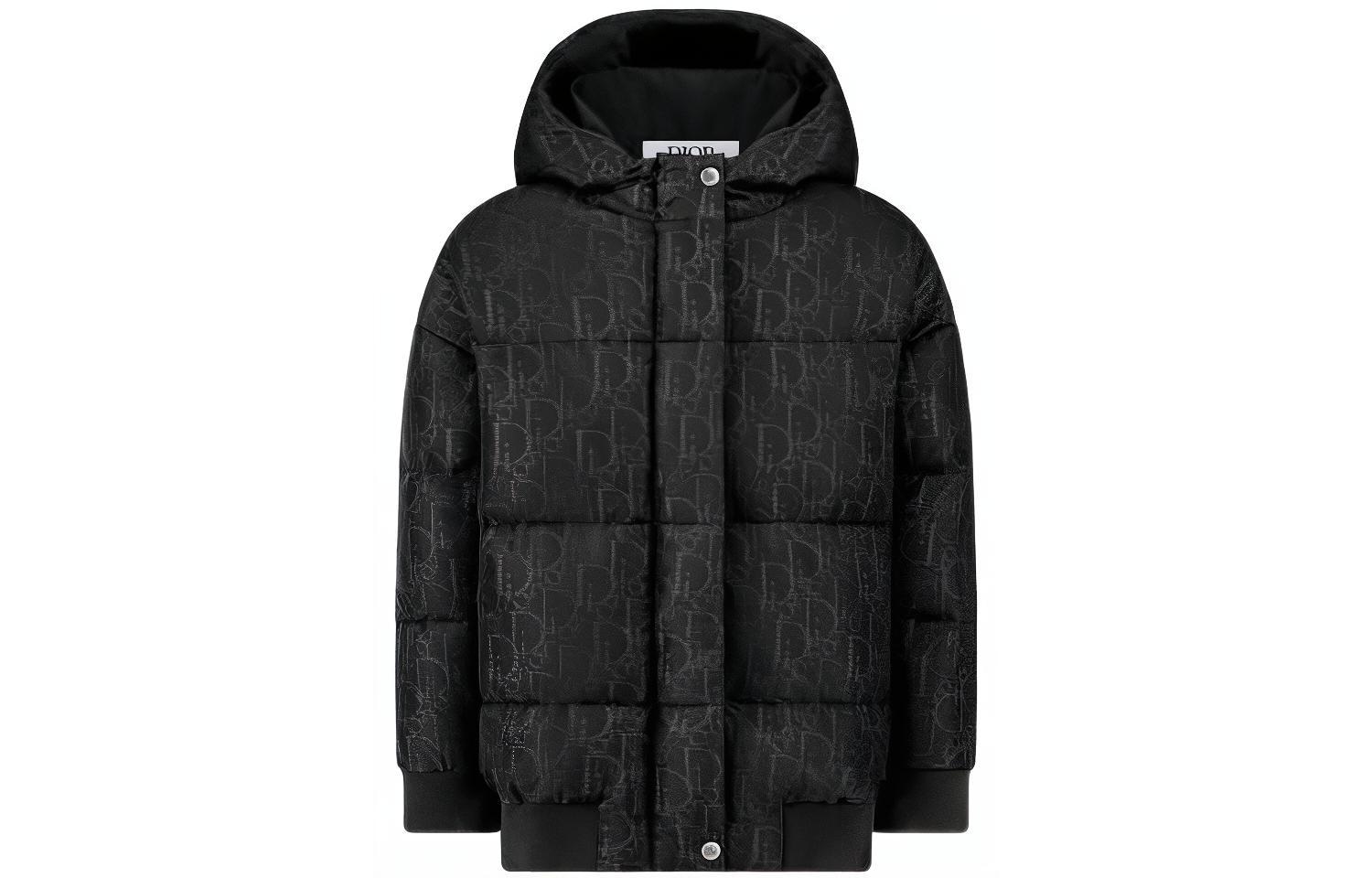 DIOR FW22 Logo Quilted Hoodie Jacket Black Kids