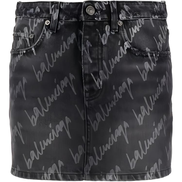Balenciaga SS22 Logo Mini Skirt Black