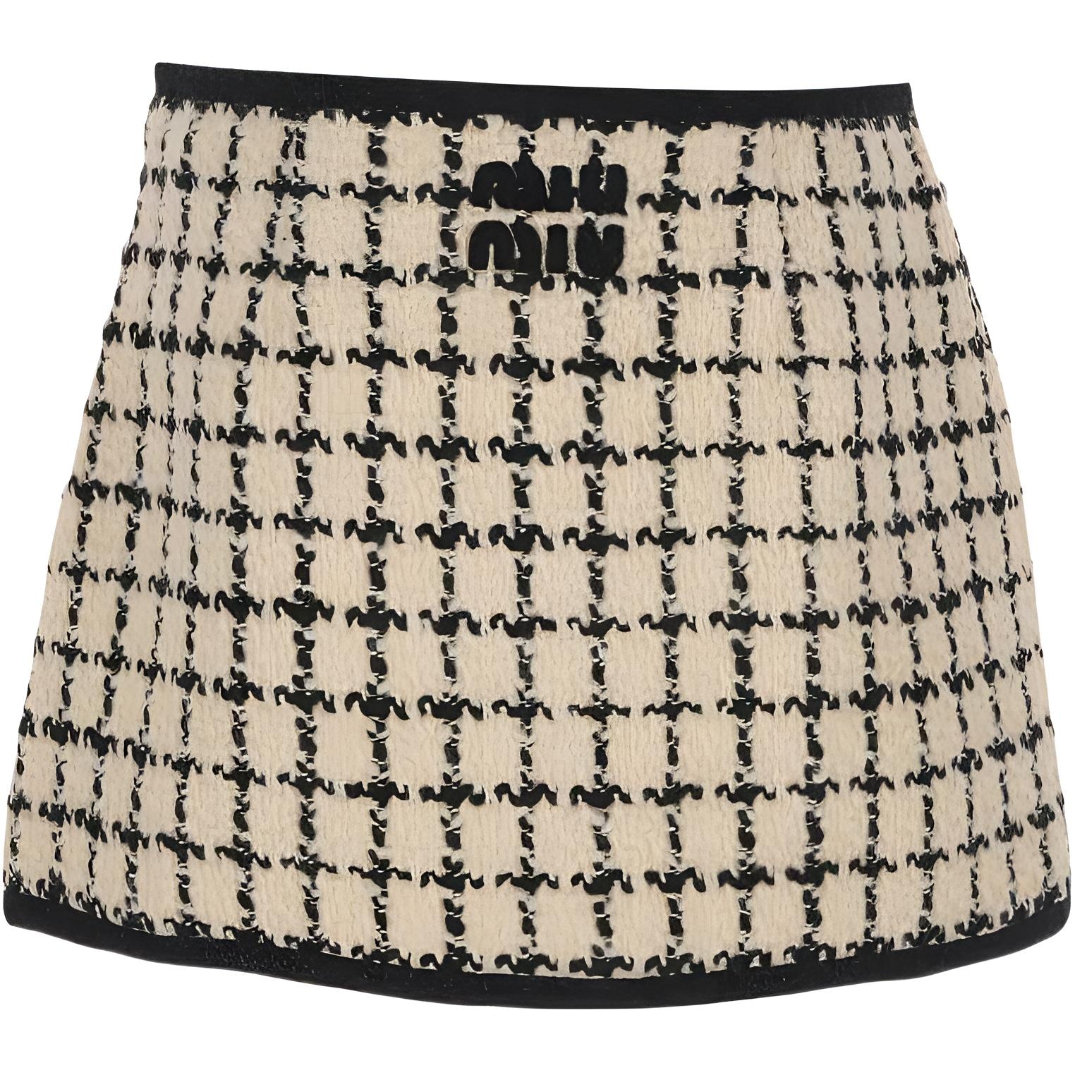 Miu Miu FW23 Plaid Embroidered Logo Skirt