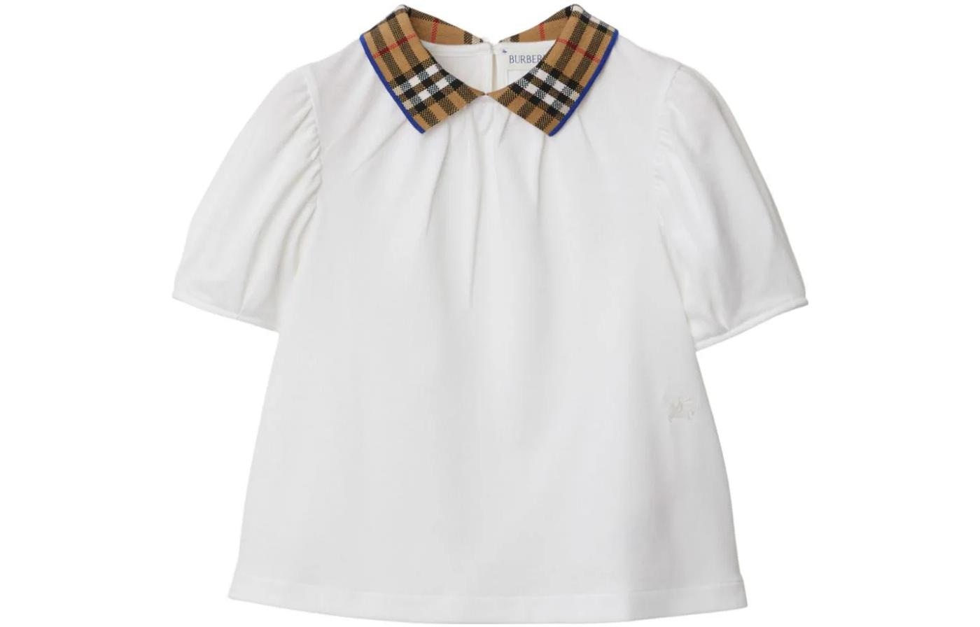 Burberry FW23 Colorblock Check Polo Shirt White
