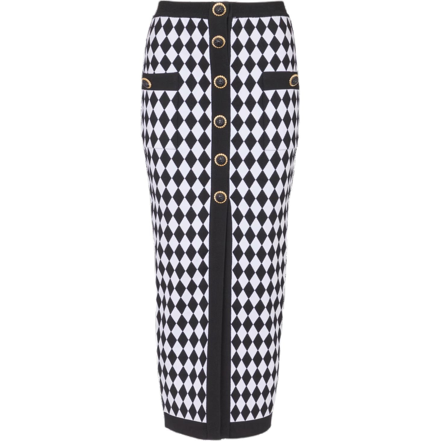 BALMAIN Diamond Jacquard Midi Skirt