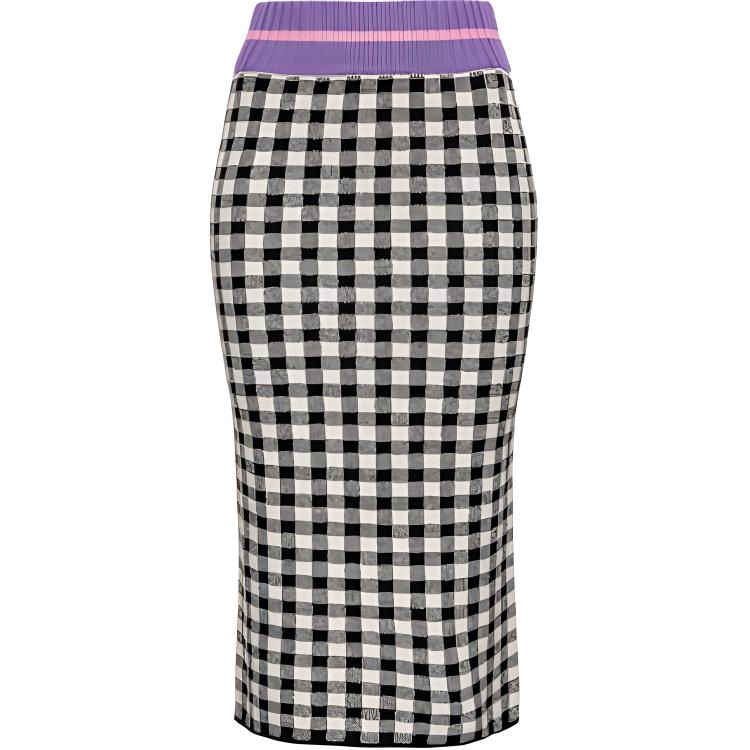 PINKO Checkered Bodycon Midi Dress Black White