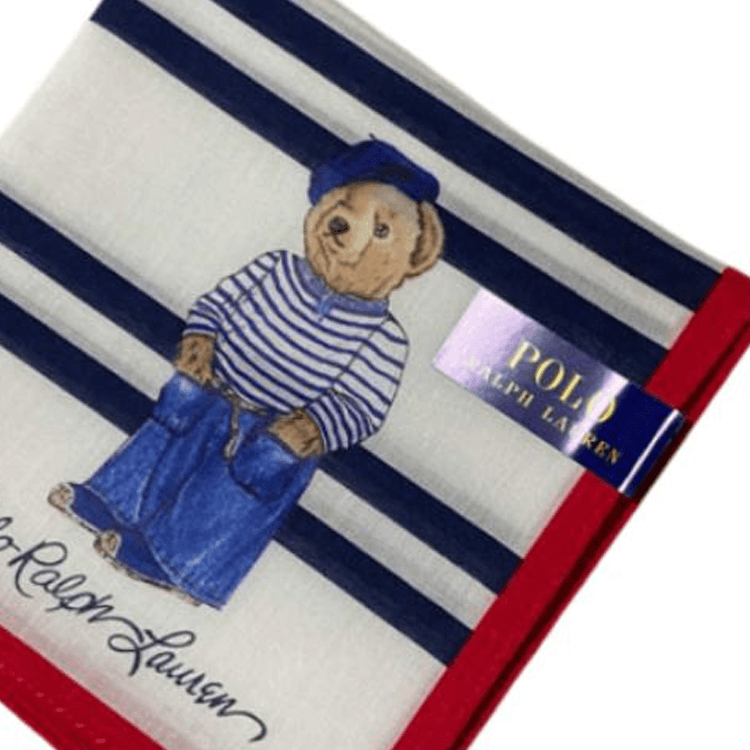 Ralph Lauren Polo Ralph Lauren Colorblock Bear Embroidered Cotton Scarf Blue — фото 1