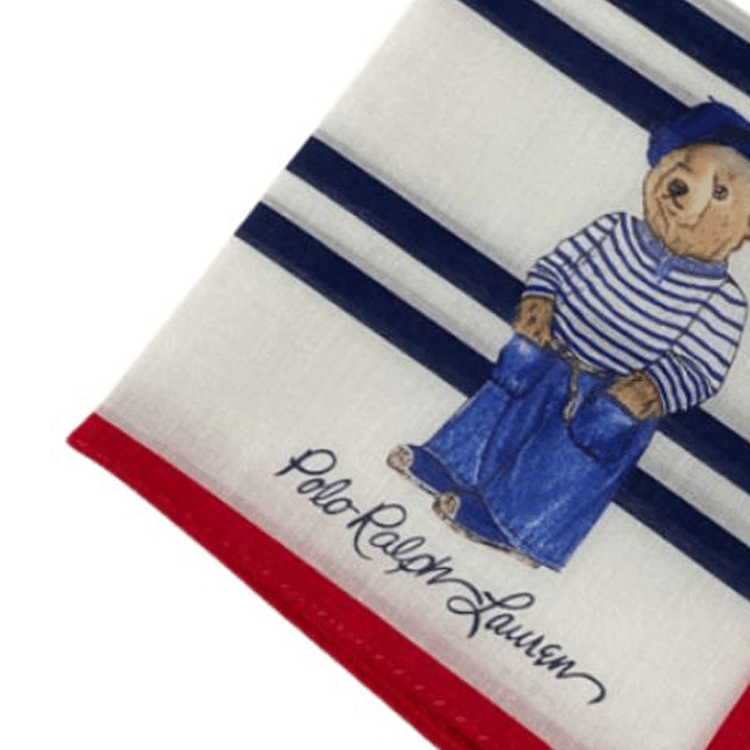 Ralph Lauren Polo Ralph Lauren Colorblock Bear Embroidered Cotton Scarf Blue — фото 2
