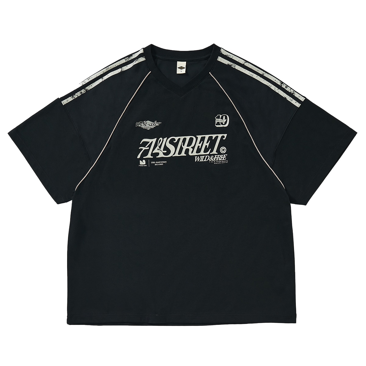 714STREET V-Neck Black Tee