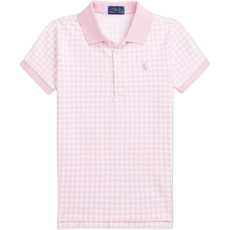Polo Ralph Lauren SS24 Logo Embroidered Plaid Polo Shirt Pink