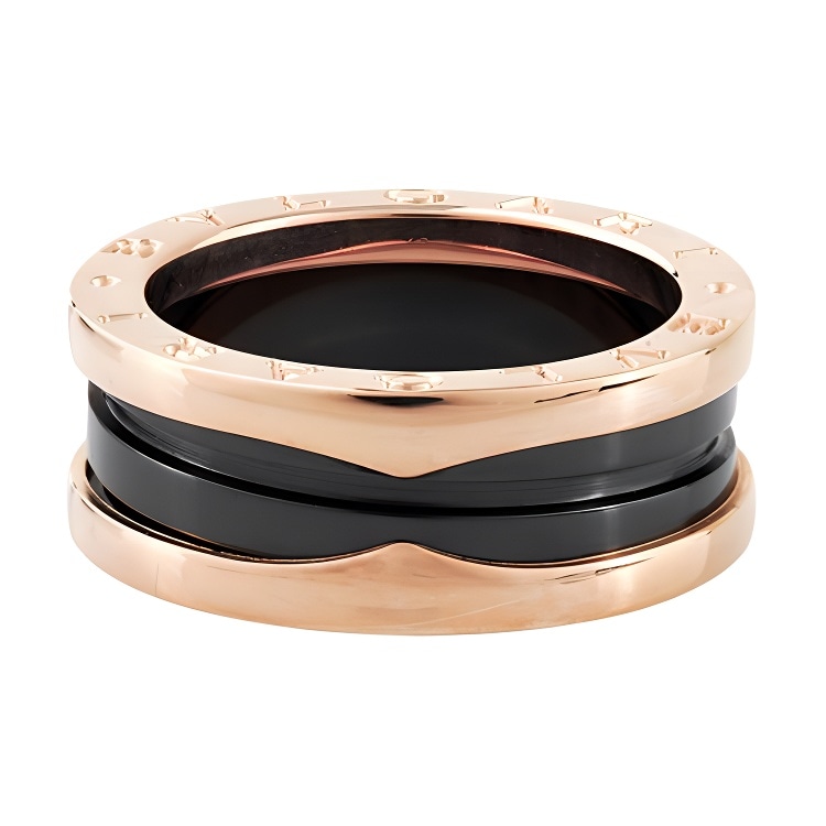 Bvlgari B.ZERO1 Narrow Double Ring Ceramic Rose Gold — фото 2