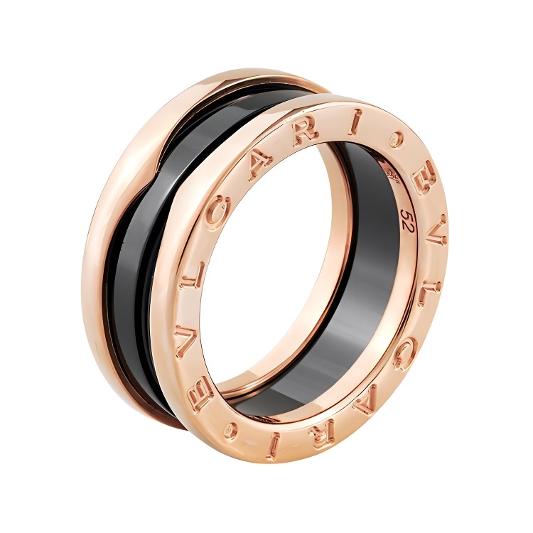 BVLGARI/宝格丽 BVLGARI B.ZERO1 Narrow Double Ring Ceramic Rose Gold