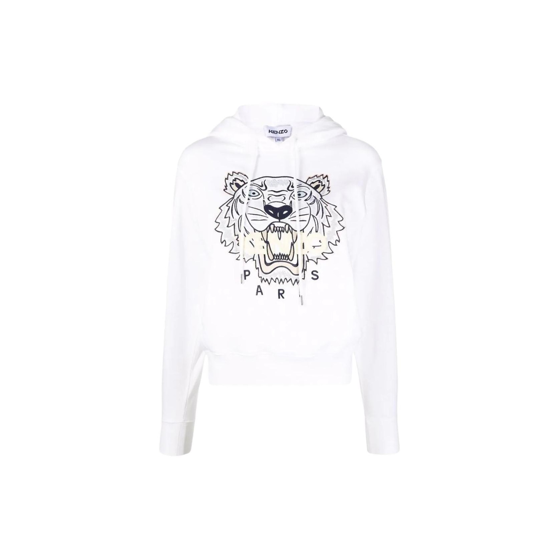 KENZO SS22 Logo Embroidered Hoodie White