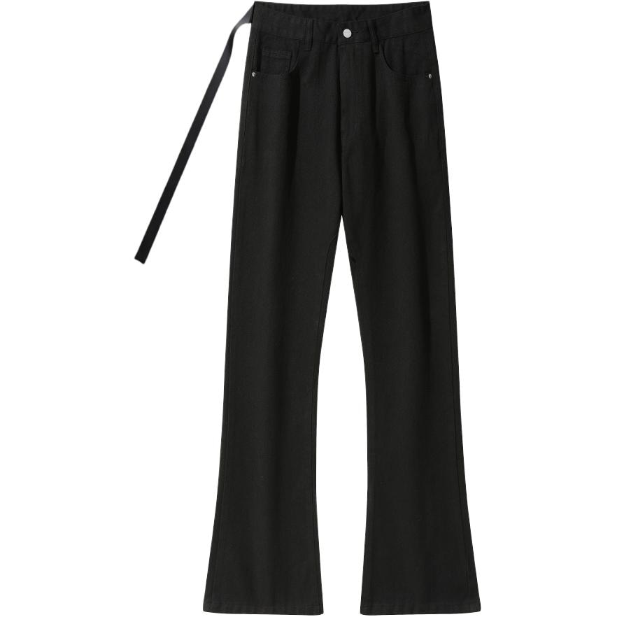 AMBER LIGHT Vintage Washed Loose Straight Jeans Black